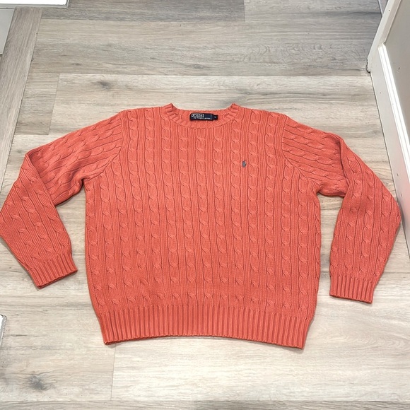 Polo Ralph Lauren Cable Knit Jumper Orange Pullover Sweater unisex - Picture 4 of 15
